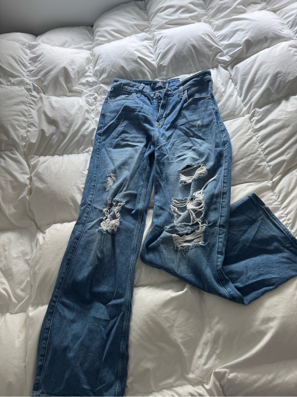 Hollister Light Blue Distressed Flare Jeans